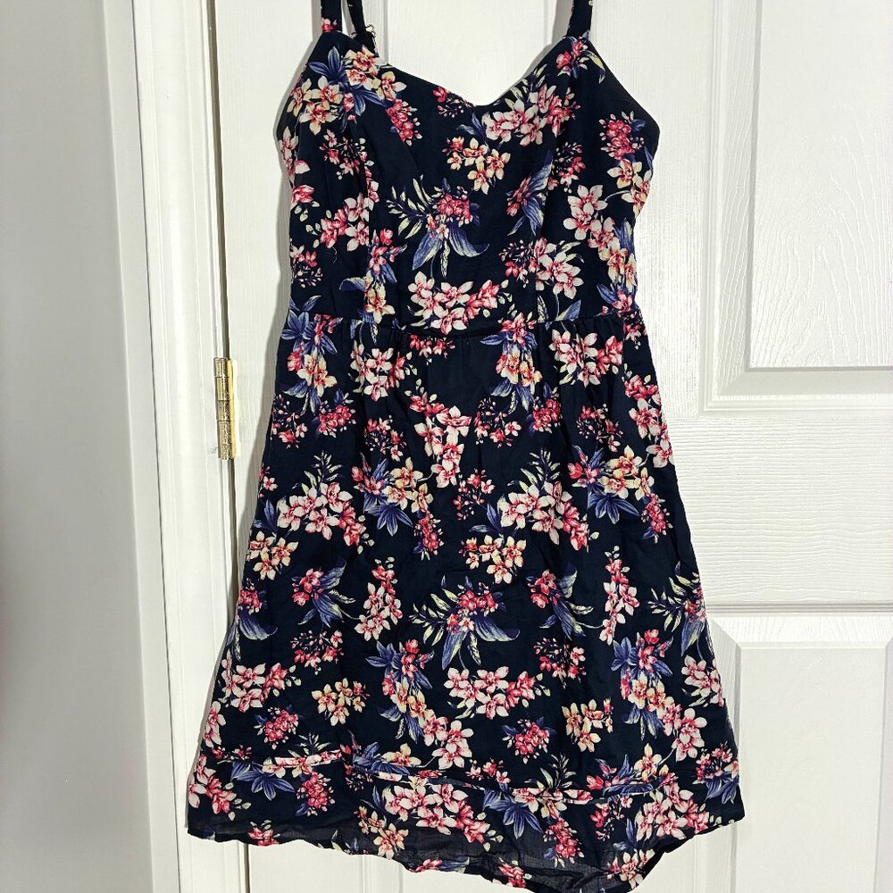 Blue Floral Print Mini Dress Size 4